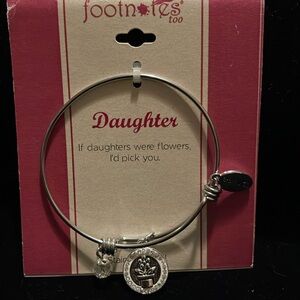Footnotes daughter Stainless Steel Heart Bangle Bracelet